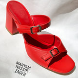 UNA SANDAL IN CARMINE CALF