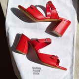 UNA SANDAL IN CARMINE CALF