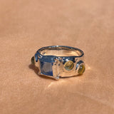 STERLING SILVER SUEDE RING IN ICE BLUE/LIMONCELLO