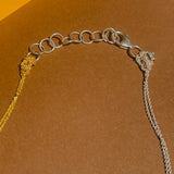 2-TONE CLASPED SKINNY NECKLACE IN GOLD AND SILVER