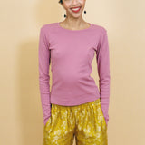 LONG SLEEVE BELLEVUE TEE IN MAUVEWOOD