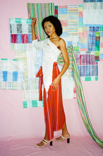 Load image into Gallery viewer, CRINKLE ASYMMETRIC LONG SLEEVE WITH CROCHET BANNER IN SHELL - Luna Del Pinal
