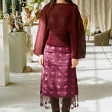 MASKA MIDI SKIRT IN POMEGRANATE