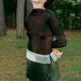 MINI SKIRT IN MOSS METALLIC