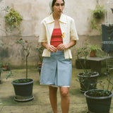 MINI SKIRT IN BLUE/GREY/WHITE CHECK