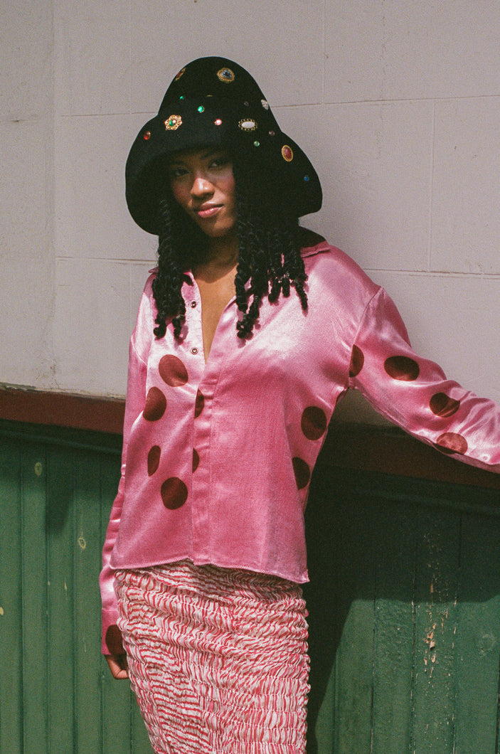 MOON DYE SNAP SHIRT IN PINK