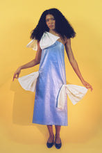 Load image into Gallery viewer, NARA ASYMMETRICAL DRESS IN VIOLET AND WHITE CHANTILLY