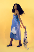 Load image into Gallery viewer, NARA ASYMMETRICAL DRESS IN VIOLET AND WHITE CHANTILLY