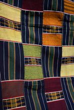Load image into Gallery viewer, VINTAGE EWE KENTE IN NAVY/GREEN STRIPE WITH BLOCKS