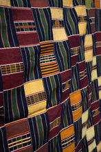 Load image into Gallery viewer, VINTAGE EWE KENTE IN NAVY/GREEN STRIPE WITH BLOCKS