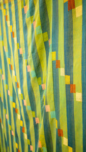 VINTAGE EWE KENTE IN LIME GREEN AND TEAL STRIPE