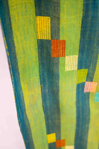 VINTAGE EWE KENTE IN LIME GREEN AND TEAL STRIPE