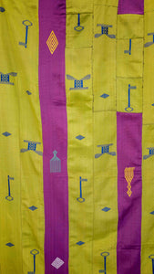 VINTAGE EWE KENTE IN MAUVE AND CHARTREUSE