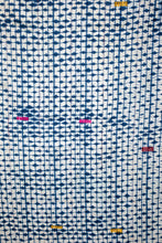 Load image into Gallery viewer, VINTAGE INDIGO BAOULÉ SHIBORI-DYED CLOTH WITH PINK/RED/YELLOW