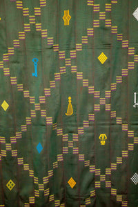 Vintage Ewe Kente in Iridescent Green with symbols