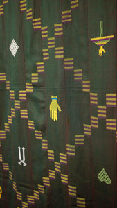 Vintage Ewe Kente in Iridescent Green with symbols