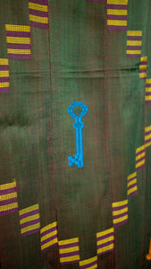 Vintage Ewe Kente in Iridescent Green with symbols