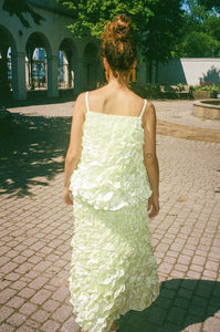 light yellow ruffled tank top