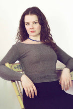 Load image into Gallery viewer, SHIMMER KNIT FREESA LONG SLEEVE TOP IN ESPRESSO