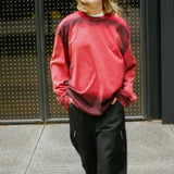 PAINTED BIG LONG SLEEVE TEE IN RED/BLACK