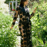 PETAL APPLIQUÉ BUTTON UP DRESS