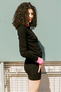 PHILLIPA LONG SLEEVE IN BLACK WITH PINK