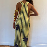OVERALL IN LEMON STRIPE WITH FISH APPLIQUÉ