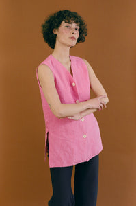 PINK DYED LONG VEST