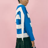 POLO STRIPE TOP IN BLUE AND WHITE
