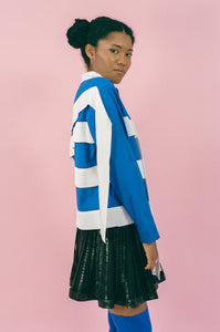 POLO STRIPE TOP IN BLUE AND WHITE