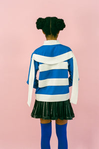 POLO STRIPE TOP IN BLUE AND WHITE