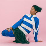 POLO STRIPE TOP IN BLUE AND WHITE
