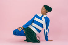 Load image into Gallery viewer, POLO STRIPE TOP IN BLUE AND WHITE