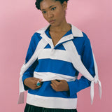 POLO STRIPE TOP IN BLUE AND WHITE