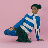 POLO STRIPE TOP IN BLUE AND WHITE