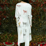 PONY PRINT LONG SLEEVE MAXI DRESS