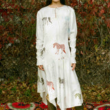 PONY PRINT LONG SLEEVE MAXI DRESS
