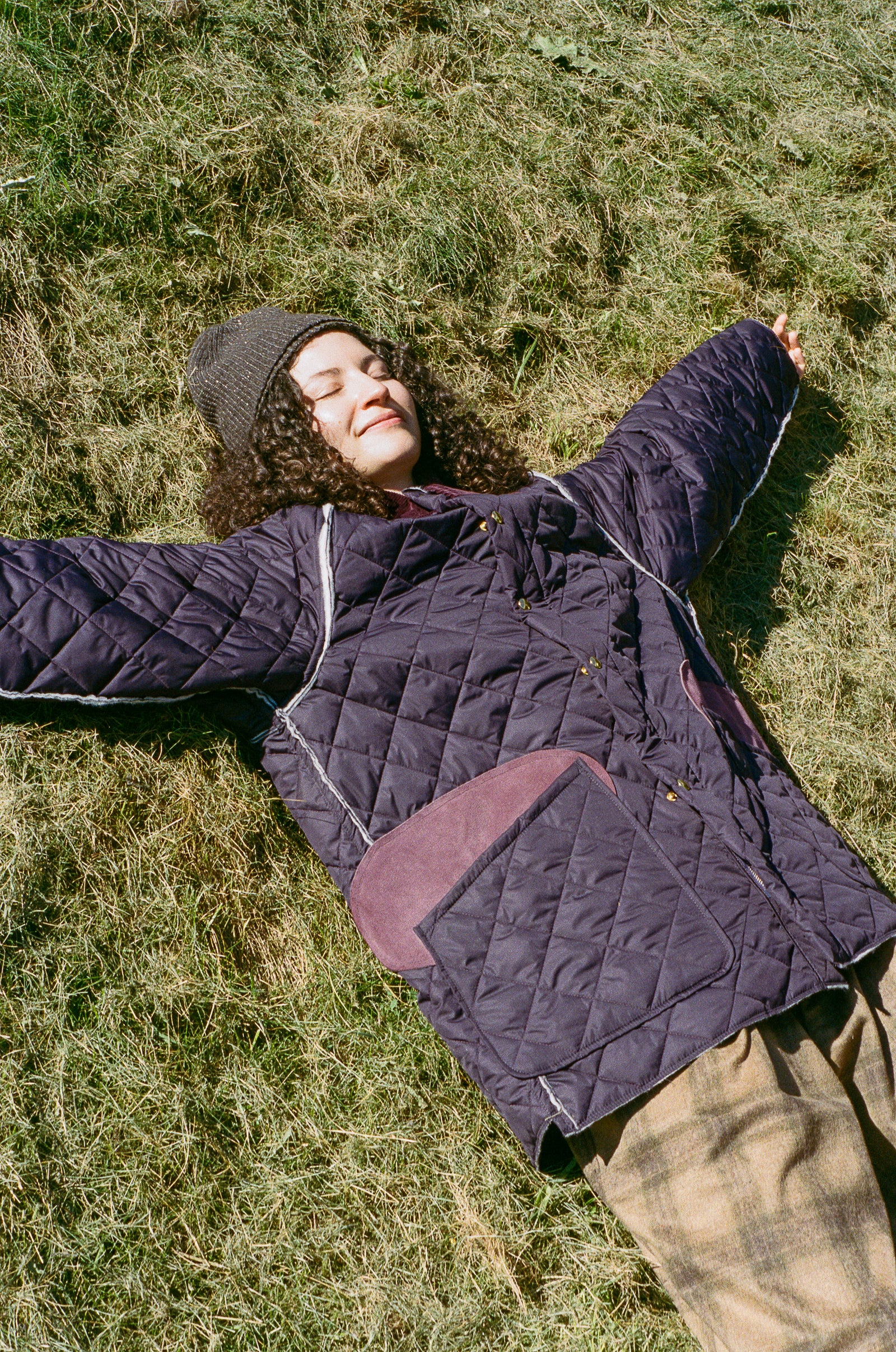 QUILTED COACH JACKET IN PURPLE