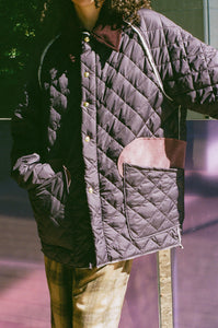 QUILTED COACH JACKET IN PURPLE