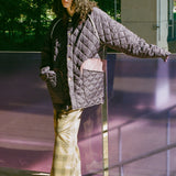 QUILTED COACH JACKET IN PURPLE