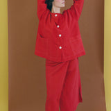 RED DYED LINEN WRAP SKIRT