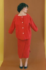 PRIMARY RED BOAT NECK SHIRT
