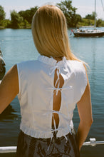 Load image into Gallery viewer, ROMI FRILLED TOP WITH EMBROIDERY IN OFF WHITE