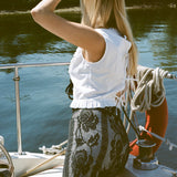 ROMI FRILLED TOP WITH EMBROIDERY IN OFF WHITE