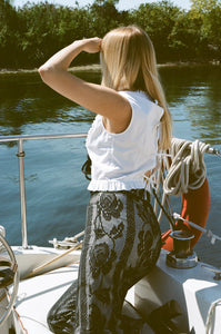 ROMI FRILLED TOP WITH EMBROIDERY IN OFF WHITE