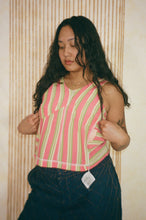 Load image into Gallery viewer, cotton tank top in pink green yellow stripes