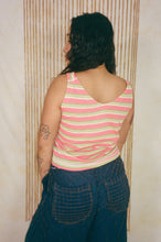 Load image into Gallery viewer, cotton tank top in pink green yellow stripes