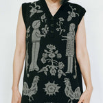 black merino wool vest dress narrative Uzbek designs
