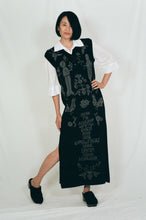 Load image into Gallery viewer, black merino wool vest dress narrative Uzbek designs