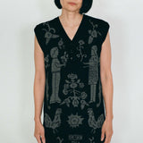 black merino wool vest dress narrative Uzbek designs